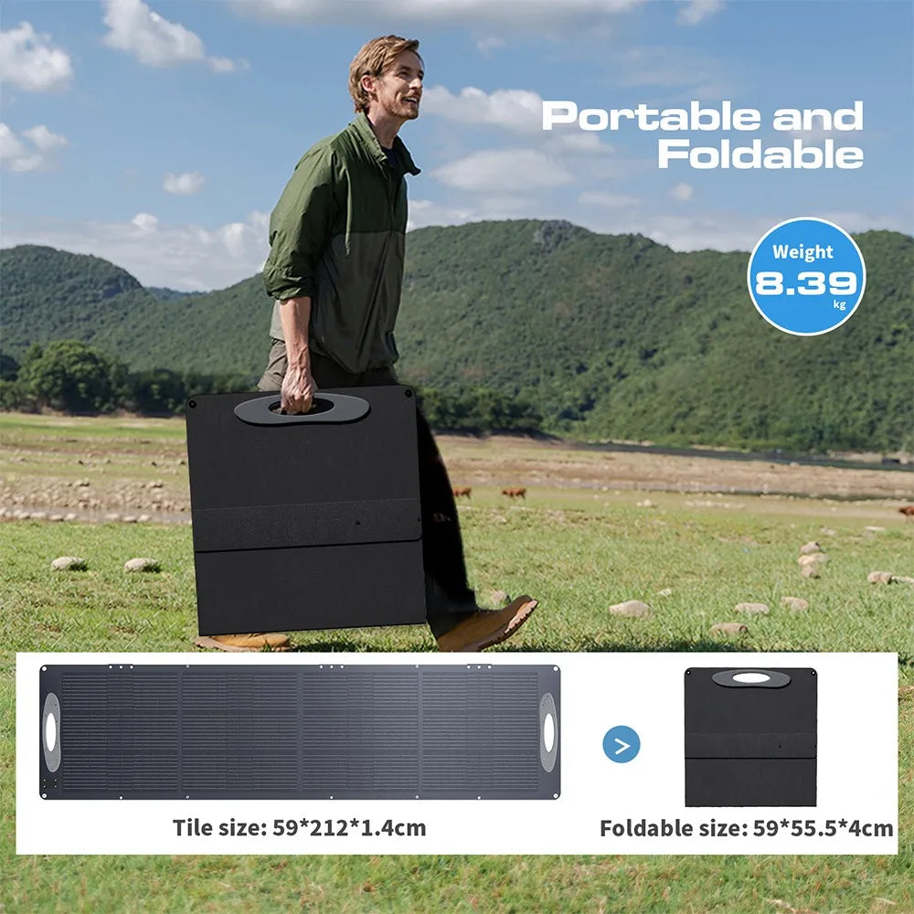 Zonnepaneel - Zonnepaneelset - Draagbaar - Opvouwbare - Waterdict - Outdoor Emergency Backup - voor Thuis - Tenten - Buiten - Kamperen - 200W - 24V - 11.5A - IP67 - 59 x 55.5x 4 cm - Grijs
