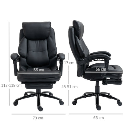 Bureaustoel – Ergonomische Stoel – Office Chair – Draaistoel – Gamingstoel – Verstelbare Zithoogte – Kantelbare Rugleuning Met Voetensteun - Zwart - QUORE