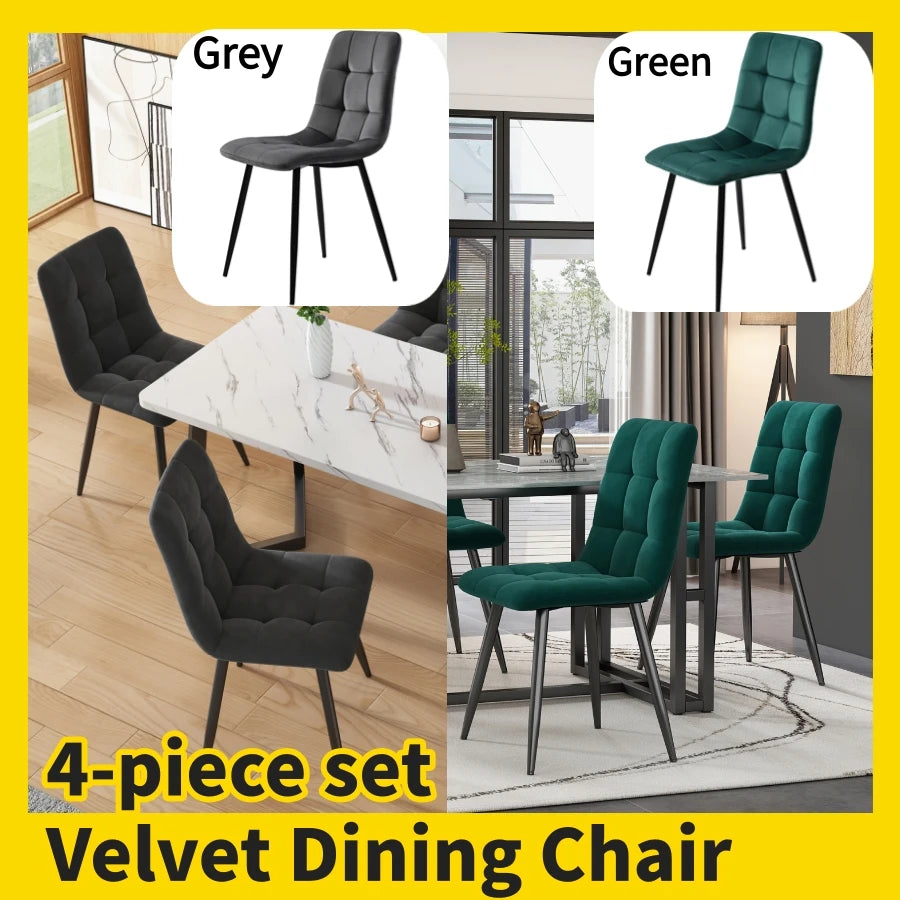 Eetkamerstoel – Stoel – Kuipstoel – Woonkamerstoel – Dining Chair – Fluwelen Bekleding – Stevig Metalen Onderstel – Set Van 4 – Ergonomisch Design – Max 150 kg