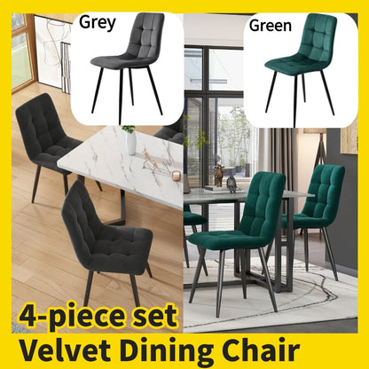 Eetkamerstoel – Stoel – Kuipstoel – Woonkamerstoel – Dining Chair – Fluwelen Bekleding – Stevig Metalen Onderstel – Set Van 4 – Ergonomisch Design – Max 150 kg