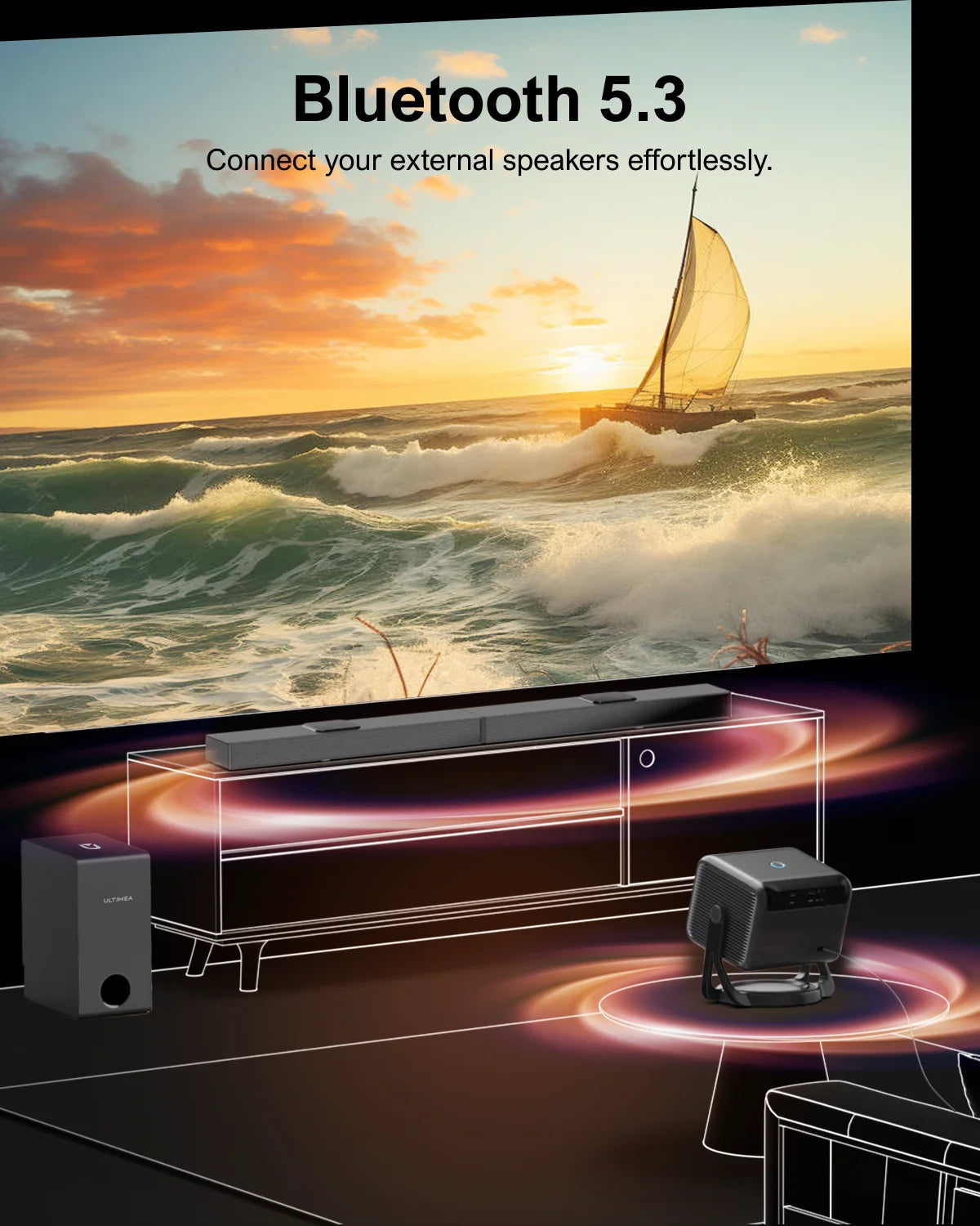 Mini Beamer - Projector - Digitale Beamer - Draagbaar - 1080P - Full HD Projector - Met 90° Gimbal - Auto Focus - Android 11.0 - 600ANSI - Android System - Zwart