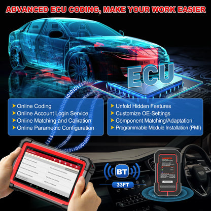 Auto Diagnosetool – Diagnose Scanner – OBD2 Scanner – Foutcode Lezer – Bluetooth Verbinding – 7-Inch Touchscreen – ECU Codering