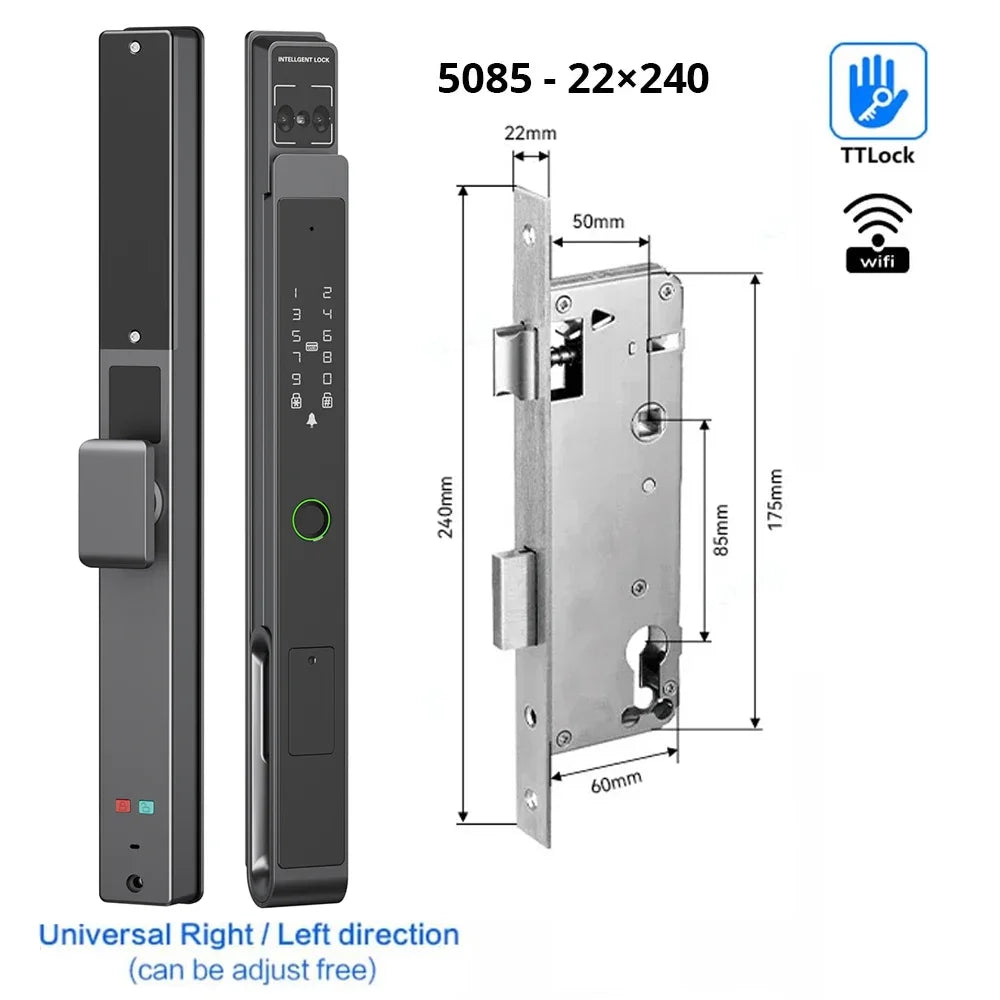 Slimme Deurslot – Elektronisch Slot – Toegangssysteem – Digitale Deurslot – Veiligheidsslot – 11 Ingangsmethoden – Weerbestendig IP66 - 5085 - 22X240 - QUORE