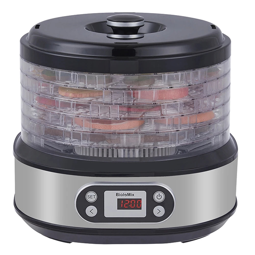 Voedseldroger – Fruitdroger – Voedsel uitdroger – Food dehydrator – Drogen machine – 6 Roestvrijstalen Trays – Digitale Temperatuur- en Timerinstelling