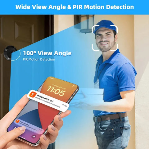 Digitale Deurspion - Slimme Draadloze Video Deurbel met camera - Inclusief draadloze gong en 32GB SD-Kaart - 1080P Full HD - Wifi deurbel - Geen betaald abonnement nodig - QUORE