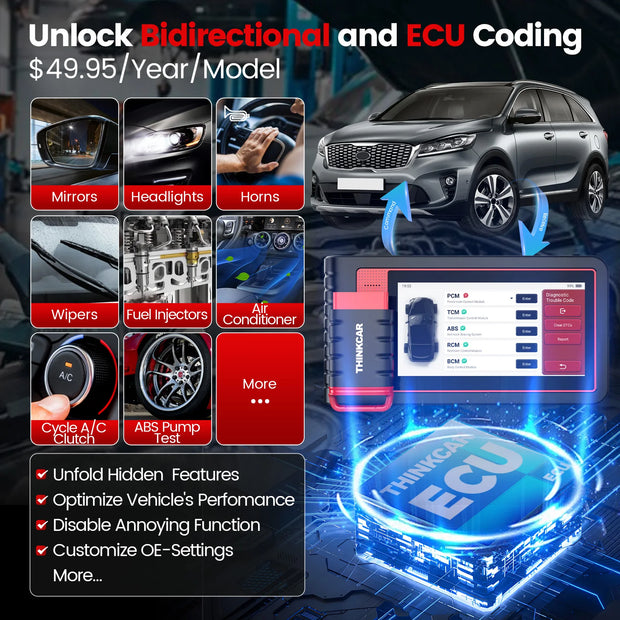 Thinktool Mini 2 - OBD2 Scanner - Diagnosecomputer - Uitleesapparatuur Auto - Storing Verwijderen - Volledige systeemdiagnose -  ECU-codering/actieve test CANFD - Diagnose Auto - Autodiagnosetool