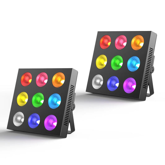 9-Eye Cob Matrix Led Par Verlichting – Led Stage Light – DJ Lamp – Feestverlichting – Podiumverlichting – Rgbw 9x12w – Dmx Controle – Aluminium Behuizing – Set Van 2 (EU Plug)