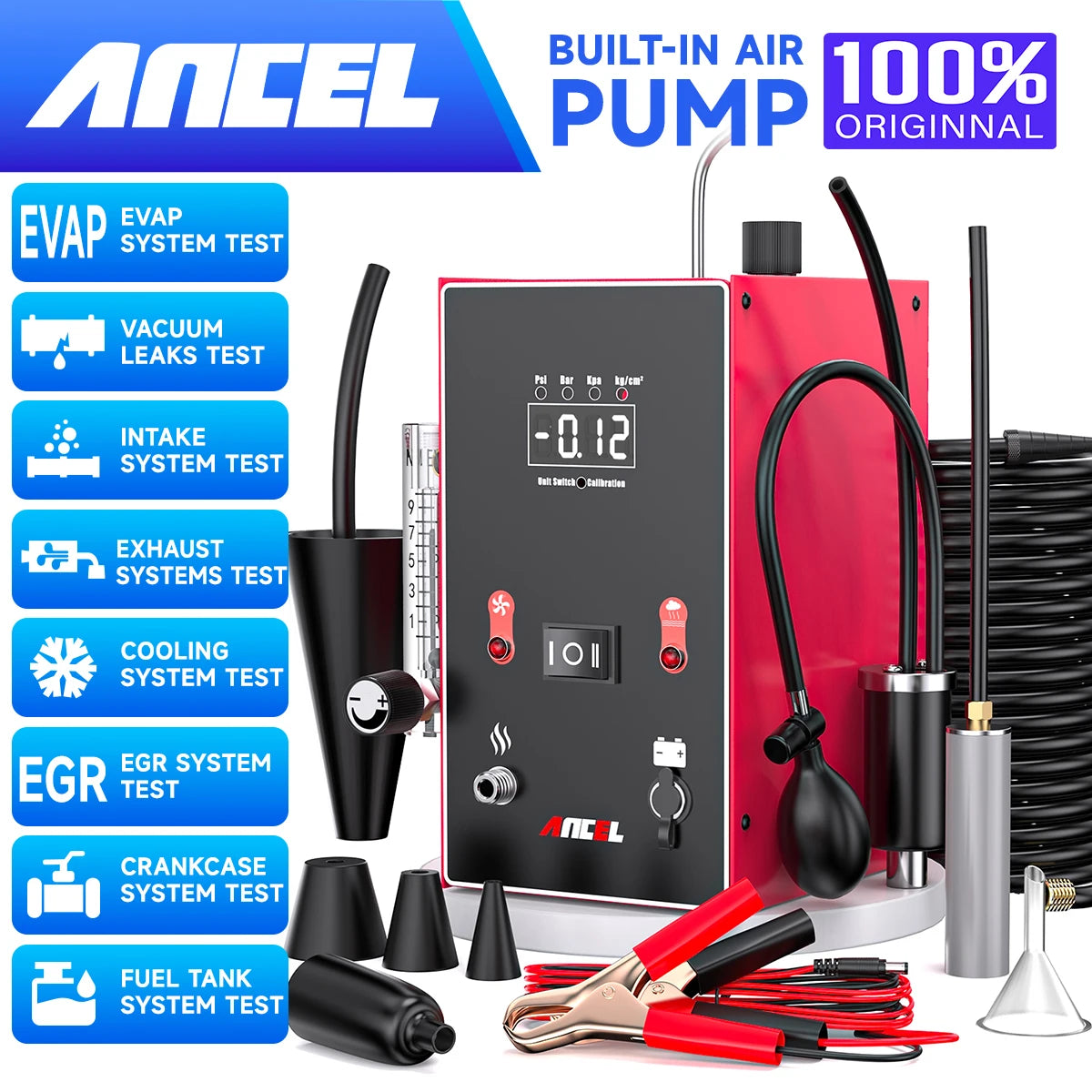 ANCEL L300 Smoke Machine Automotive Built-in Air Pump Vacuum Leak Detector with Digital Pressure Gauge Full System Evap Leaks