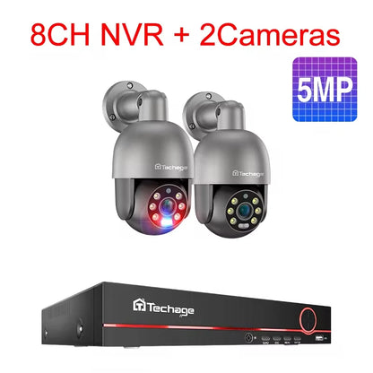 Tecahge 8CH 8MP 5MP CCTV Security POE Camera System PTZ H.265 4K Outdoor AI Human Detection Two-way Audio NVR Record Surveillanc