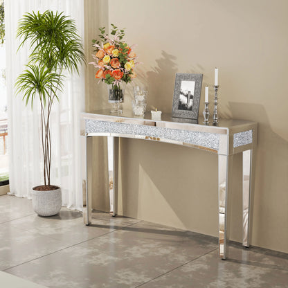 Spiegelconsole Tafel – Haltafel – Sidetable – Make-Up Tafel – Moderne Spiegelafwerking – 120 Cm Breed – MDF En Glas