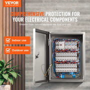 Vevor - Cases - Waterproof Junction Box - Junction Box - 40x30x15 cm - Outdoor Electrical Cabinet - with Mounting Plate Hinges Lock IP66