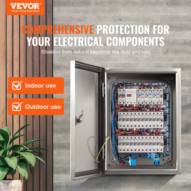 Vevor - Cases - Waterproof Junction Box - Junction Box - 40x30x15 cm - Outdoor Electrical Cabinet - with Mounting Plate Hinges Lock IP66