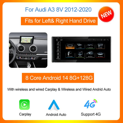 Android 14 Autoradio – Multimediasysteem – Carplay Radio – Android Auto – 2DIN Navigatiesysteem – 10,25 Inch Touchscreen – 6GB RAM 128GB Opslag - QUORE