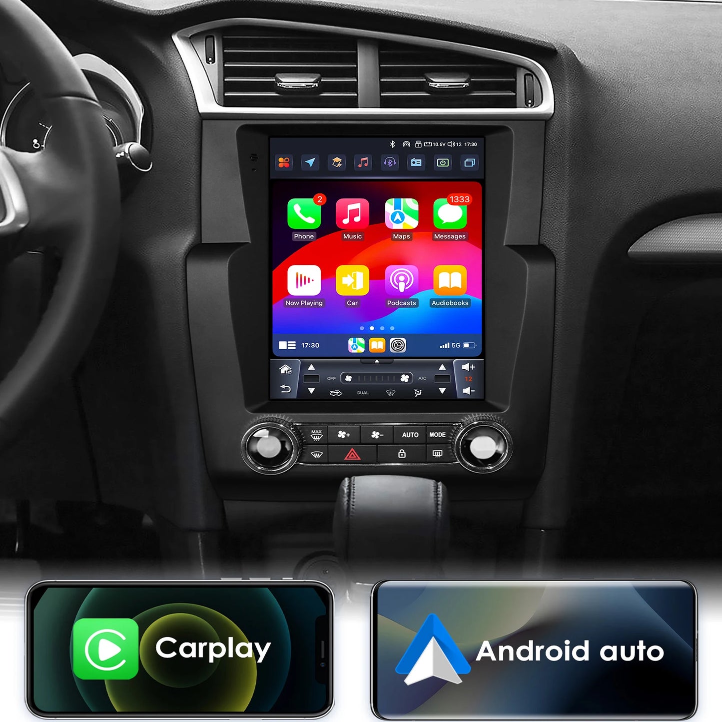 2Din Android Autoradio – Auto Multimedia Speler – GPS Navigatie Systeem – CarPlay Android Auto – Touchscreen 9,7 Inch – Quad Core Processor 1GB RAM