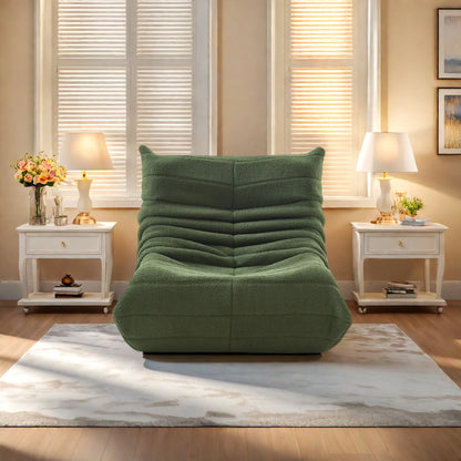 Zitzak – Zitzak Met Rugleuning – Teddy Velvet Zitzak – Poef – Loungestoel – Groen – Zacht Teddy Velvet – Ergonomisch Ontwerp Met Rugleuning