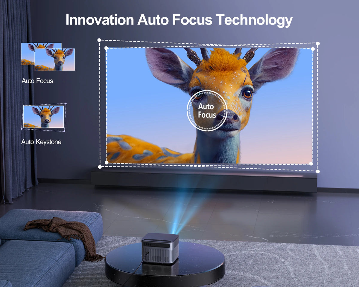 Wimius - Beamer - Projector Beamer - Mini Meamer - Full HD 1080P - 1920x1080dpi - Automatische focus - met WiFi - 15000lumens - QUORE