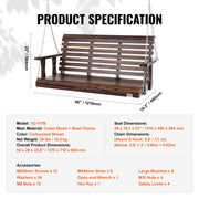 Swing bench - Porch swing - Double swing chair - Wood - Garden furniture - Weatherproof - Porch swing chair - Outdoor patio swing chair - With hanging chains - Load capacity 400 kg