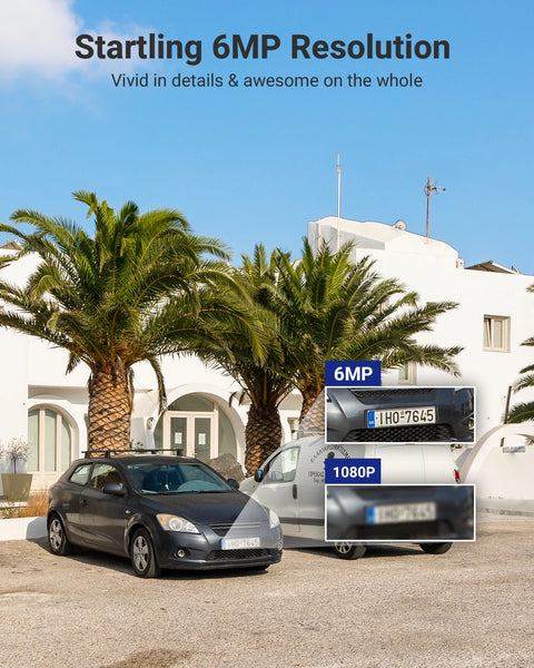 Security Camera System - 6MP Camera - 2.8MM - Outdoor - CMOS - Surveillance Camera - AI Human Detection - Security Camera - 1 Piece - White