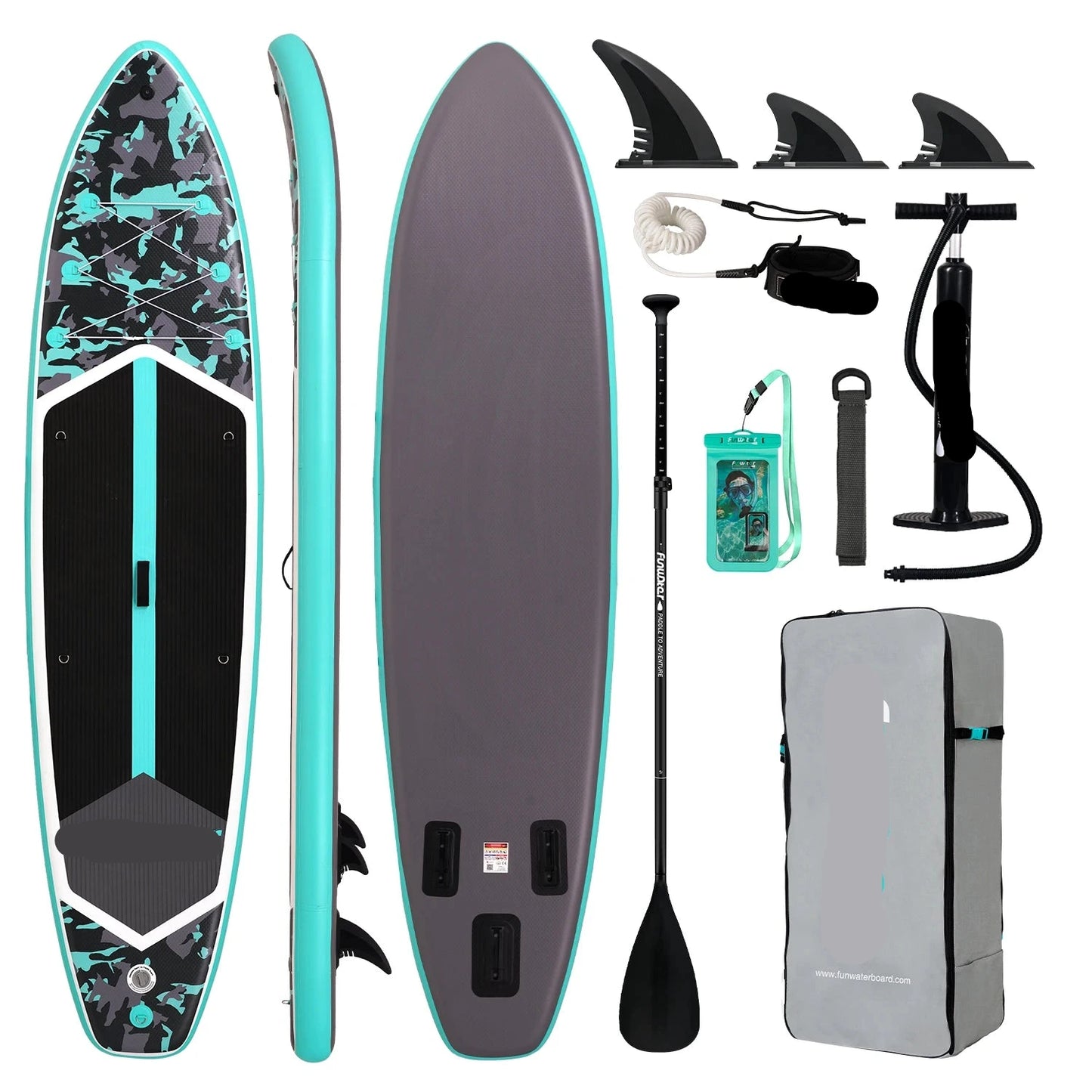 Supboard - Sup - Paddle Board - Sup Boards - 350x84x15cm - Ultra-Light - Opblaasbaar Stand Up Paddle Board - Max 165 kg - Waterdicht - Voor  Rivier - Zee - Inclusief Paddle - Rugzak - Zadel & Accessoires - Zwart-grijs