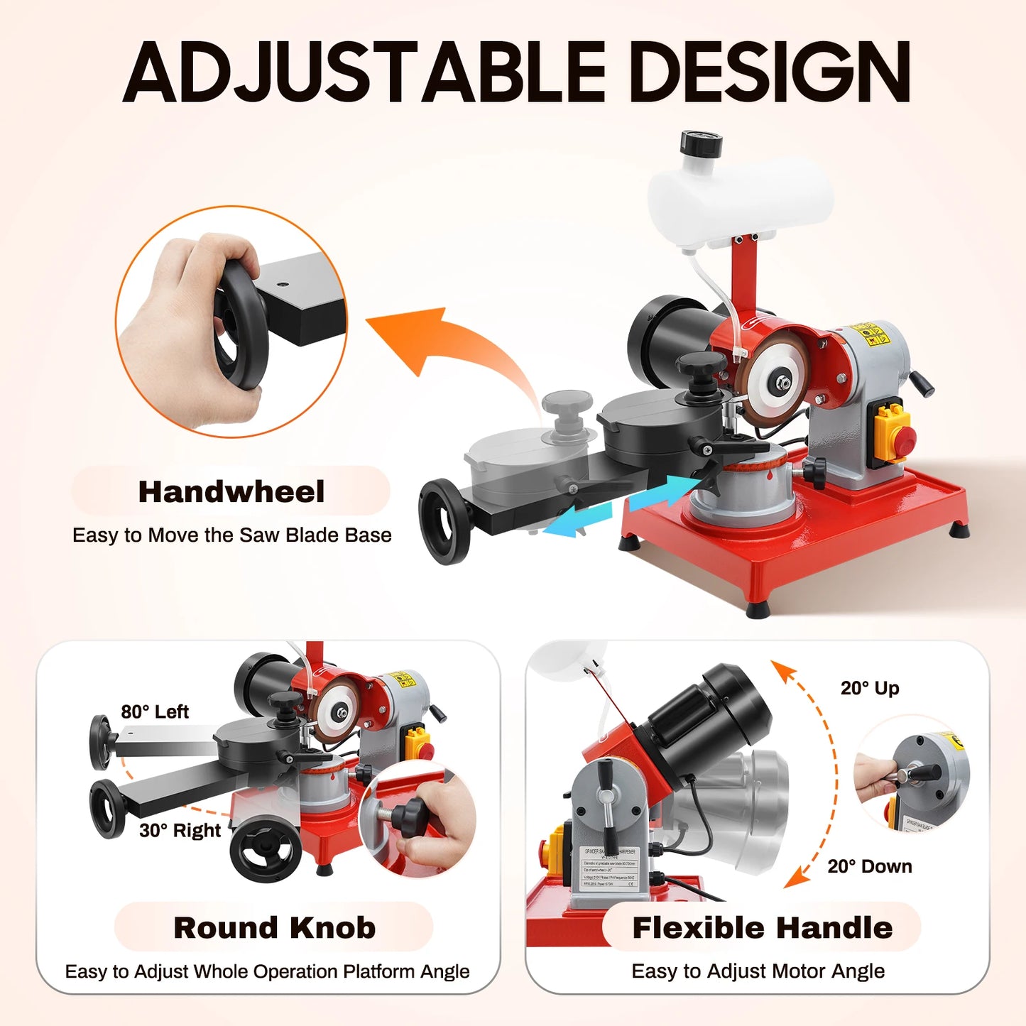 Zaagbladslijpmachine – Zaagbladslijper – Cirkelzaagslijper – Bladenslijper – Zaagblad Scherp Maker – Rood – 370W Motor – 2850 RPM Toerental