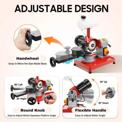 Zaagbladslijpmachine – Zaagbladslijper – Cirkelzaagslijper – Bladenslijper – Zaagblad Scherp Maker – Rood – 370W Motor – 2850 RPM Toerental
