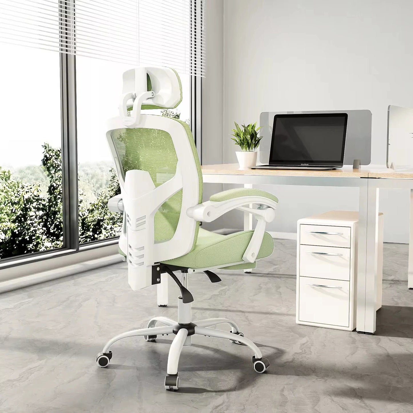 Ergonomische Bureaustoel - Stoelen - Gaming Stoel - Wipfunctie - Draaistoel - Verstelbare Hoofdsteun - Lendensteun - 125kg Draagkracht -  Lichtgroen