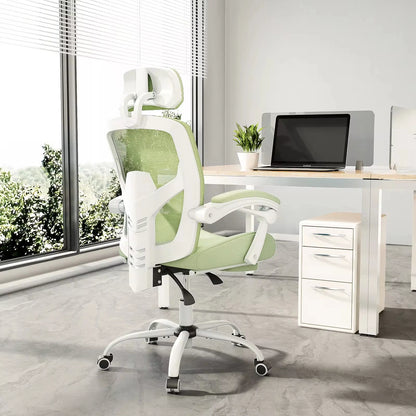 Ergonomische Bureaustoel - Stoelen - Gaming Stoel - Wipfunctie - Draaistoel - Verstelbare Hoofdsteun - Lendensteun - 125kg Draagkracht -  Lichtgrijs