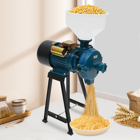 Kruidenmolen Elektrisch - Graanmolen Elektrisch - Grinder - Specerijenmolen - Granenmolen - 2200W - 220V - Elektrische voeder-/rijstmeel-maïsmolen Droge granenmolen - Blauw