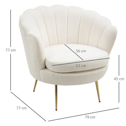 Fauteuil – Armstoel – Stoel – Zetel – Relaxstoel – Wit Gestoffeerd Fleece – 10 cm Dikke Schuimvulling