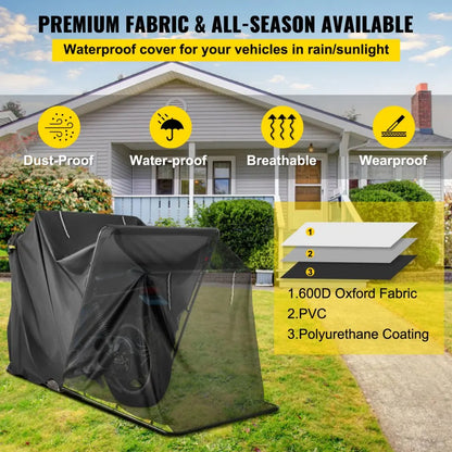Motorhoes - Scooterhoes - Waterdicht - Geschikt voor Binnen en Buiten - Polyester Oxford Fietsopslaghoes - voor Bescherming van Motorrijders en Fietsen - 133,9 x 53,9 x 76,8inch