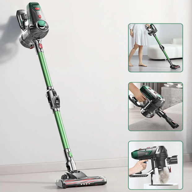 Handstofzuiger met Steel - Draadloze Steelstofzuiger - Draadloze stofzuiger - Afneembare Kruimelzuiger - Zakloze stofzuiger - 15kPa - HEPA - 150W - Groente