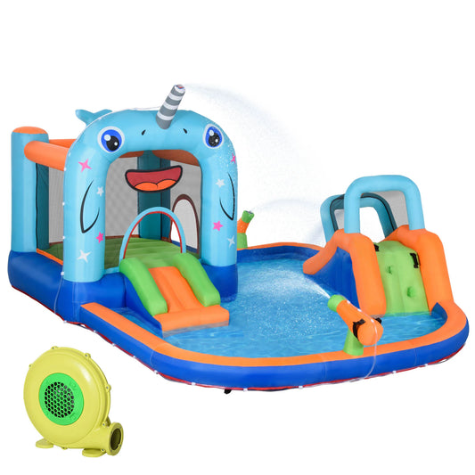 Bouncy Castle met Glijbaan voor Kinderen 3-8 Jaar - Multicolor - 420x370x230 cm - Met Pomp en Draagtas