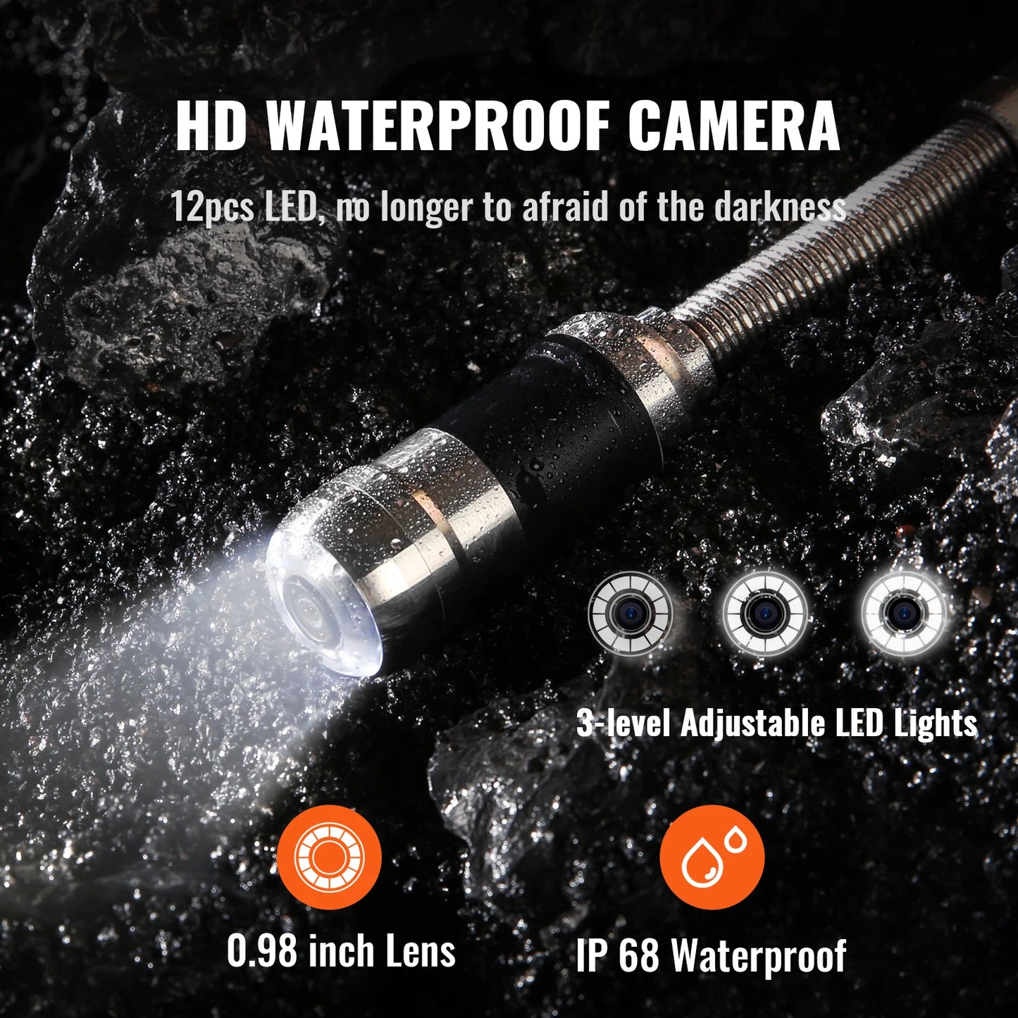 Leidinginspectiecamera – Inspectiecamera – Buisscanner – Kabelcamera – Rioolcamera – 7 Inch Scherm – Waterdicht IP68 – 12 LED Lampjes - 20 Meter Draad