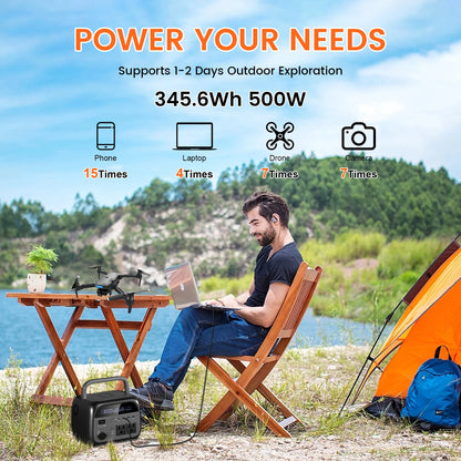 Draagbare Powerstation – Powerbank – Externe Batterij – Back-up Generator – Camping Accu – 500W Hoog Vermogen – 108.000mAh LiFePO4 Batterij - QUORE
