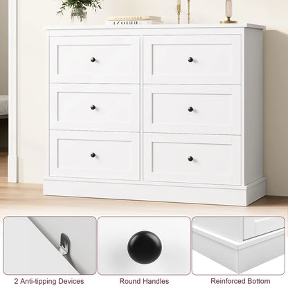 Getone Chest of Drawers Bedroom, Tall Chest of Drawers with 6 Drawers, Bedroom Furniture Storage Cupboard Cabinet  Bedroom Dresser, for Living Room Hallway 60x40x100cm, 108x87x40cm Wooden