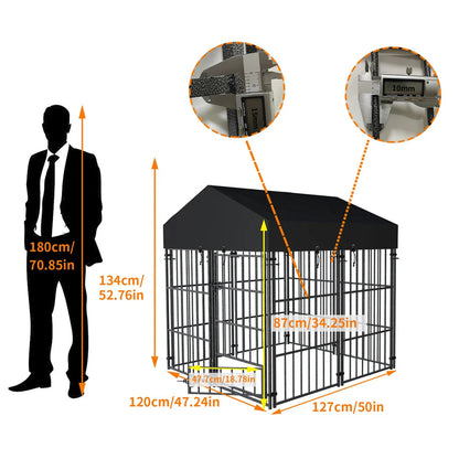 Hondenren – Hondenkennel – Dog Kennel – Hondenhok – Huisdierren – Duurzaam Metalen Frame – Water- En UV-Bestendig Dak - XS
