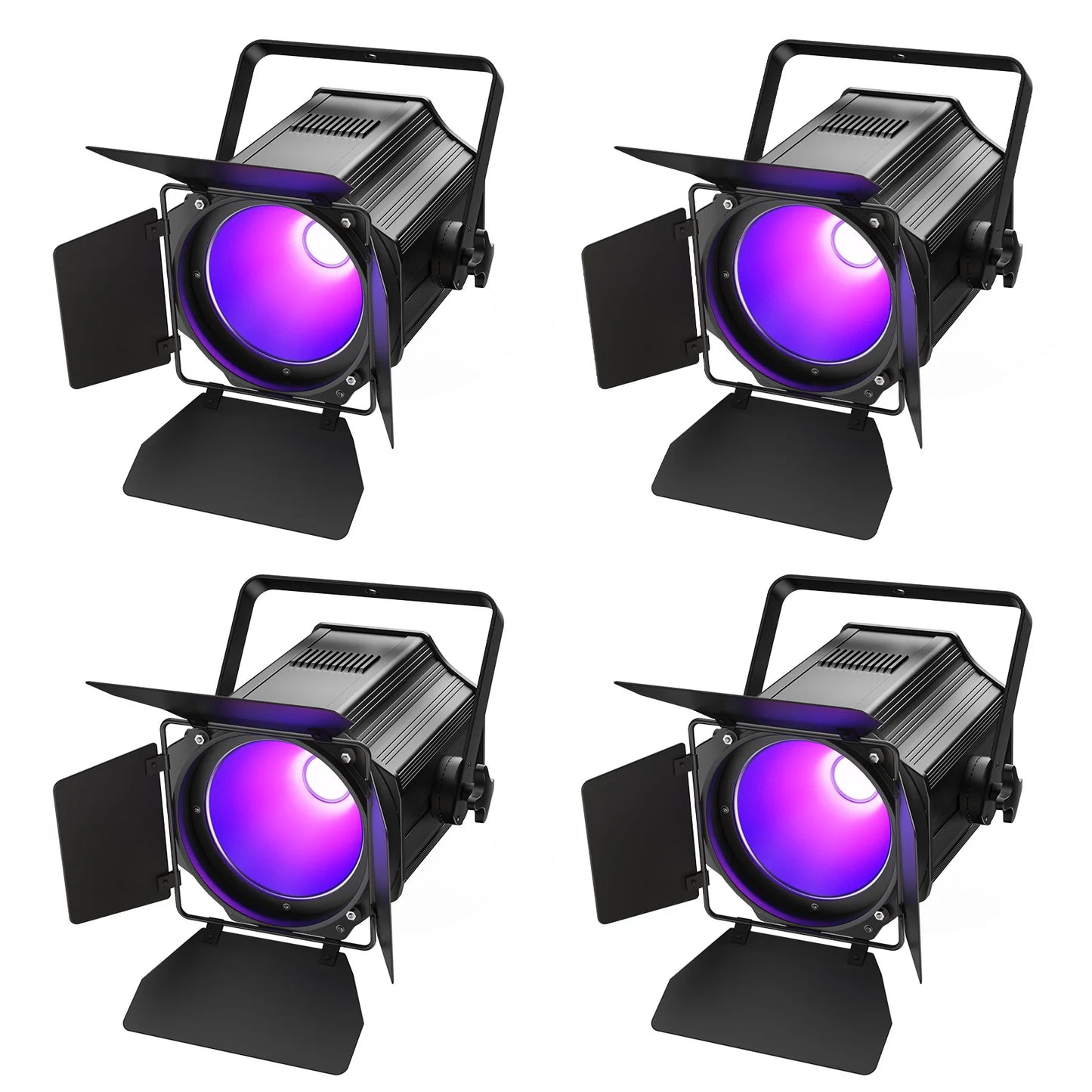 4 Stuks COB Par Lights – LED Spotlights – Stage Lights – Theaterverlichting – DJ Verlichting – 200W 6-in-1 RGBWA+UV – Lineaire Dimming & Intelligente Koeling – Zwart