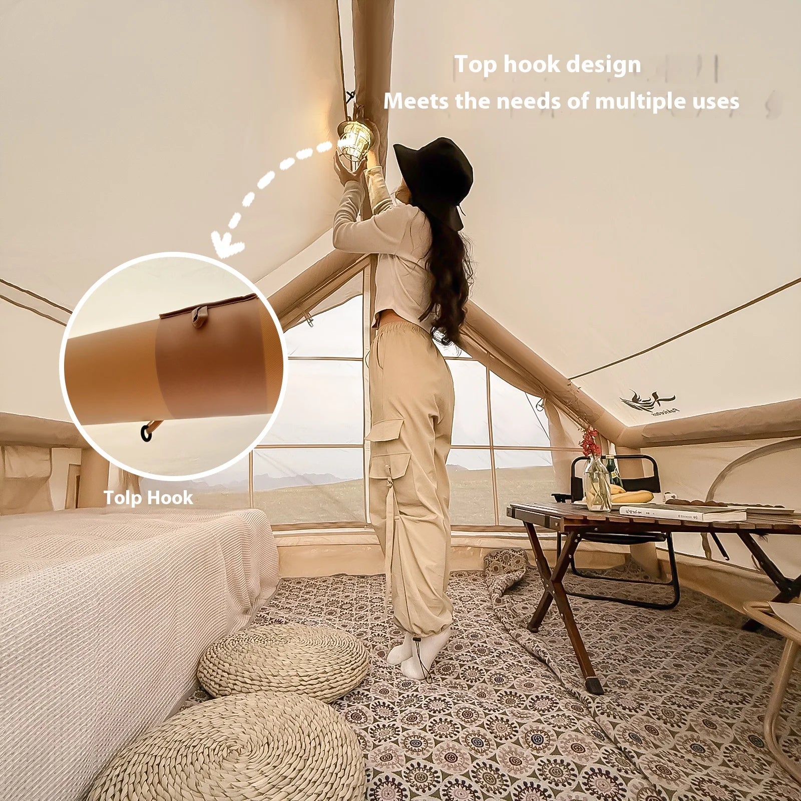 Opblaasbare Tent – Kampeertent – Familietent – Glamping Tent – Schuurtent – 4x3x2,1 m – Stevig Oxford Materiaal – Snel Opblaasbaar Met Draagtas - QUORE