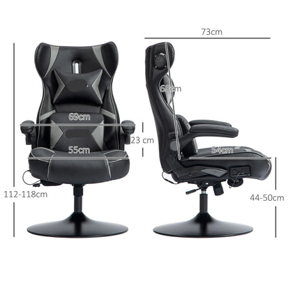 Gamingstoel – Ergonomische Stoel – Bureaustoel – Draaistoel – Verstelbare Zithoogte – Bluetooth Speakers – Kantelbare Rugleuning - Grijs