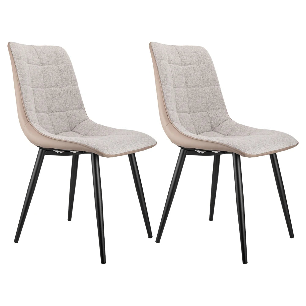 Eetkamerstoel – Stoel – Zitstoel – Bureaustoel – Linnen – Kunstleer – Robuust Metalen Frame – Ergonomisch Design - Lichtgrijs