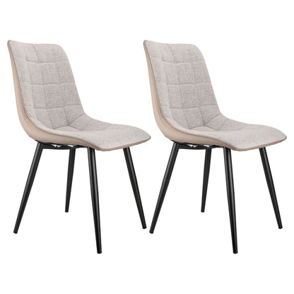 Eetkamerstoel – Stoel – Zitstoel – Bureaustoel – Linnen – Kunstleer – Robuust Metalen Frame – Ergonomisch Design - Lichtgrijs