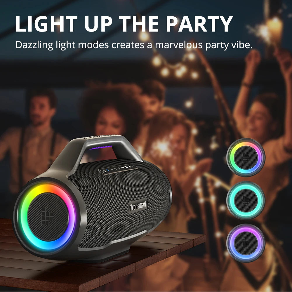 Tronsmart - Bluetooth Speakers -Bluetooth Speaker Wireless -Bluetooth speaker - 130W 3-way sound system - with Guitar/Mic Input - Black Bang Max