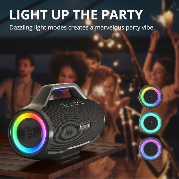 Tronsmart - Luidspreker- BluetoothLuidsprekers- Bluetooth Luidspreker Draadloos- Bluetooth Luidspreker Waterdicht- 130W- met 3-Weg geluidssysteem, gitaaringang en APP-bediening- Zwart Bang Max