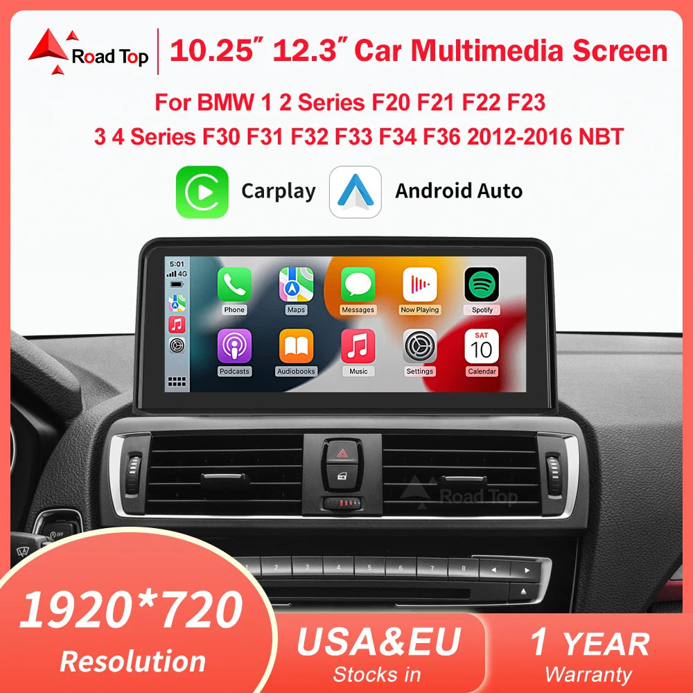 Wireless CarPlay Android Auto Car Multimedia Display For BMW 1 2 3 4 Series F20 F21 F30 F31 F32 F33 F34 F36 NBT Touch Screen