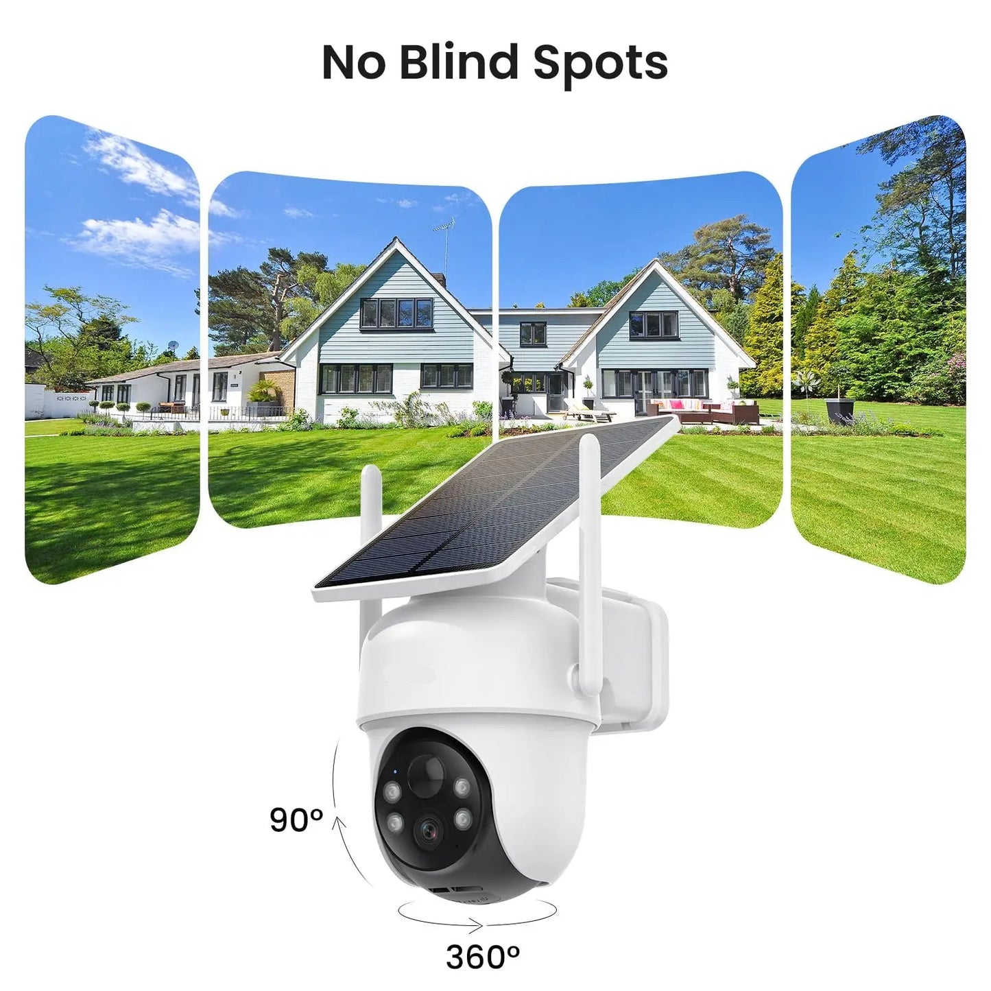 Beveiligingscamera - 2MP - Camerabewaking - Draadloos - voor Buiten - 2 Stuks - met Zonnepaneel - 360° PTZ - Nachtzicht - Humanoïde detectie - Tweerichtingsaudio - NVR Recorder - Wit