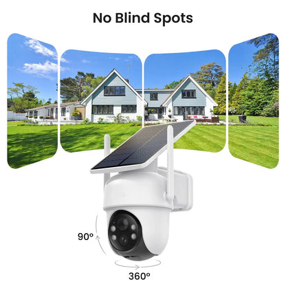 Beveiligingscamera - 2MP - Camerabewaking - Draadloos - voor Buiten - 2 Stuks - met Zonnepaneel - 360° PTZ - Nachtzicht - Humanoïde detectie - Tweerichtingsaudio - NVR Recorder - Wit