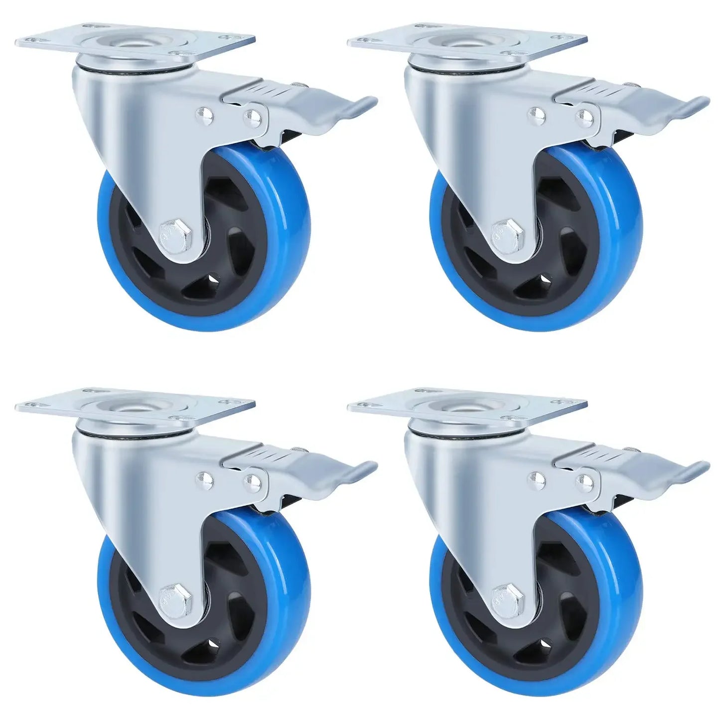 Zwenkwielen – Zwenkwiel Set – Meubelwielen – Transportwielen – Remwielen – 100mm Diameter – Draagvermogen 150kg - QUORE