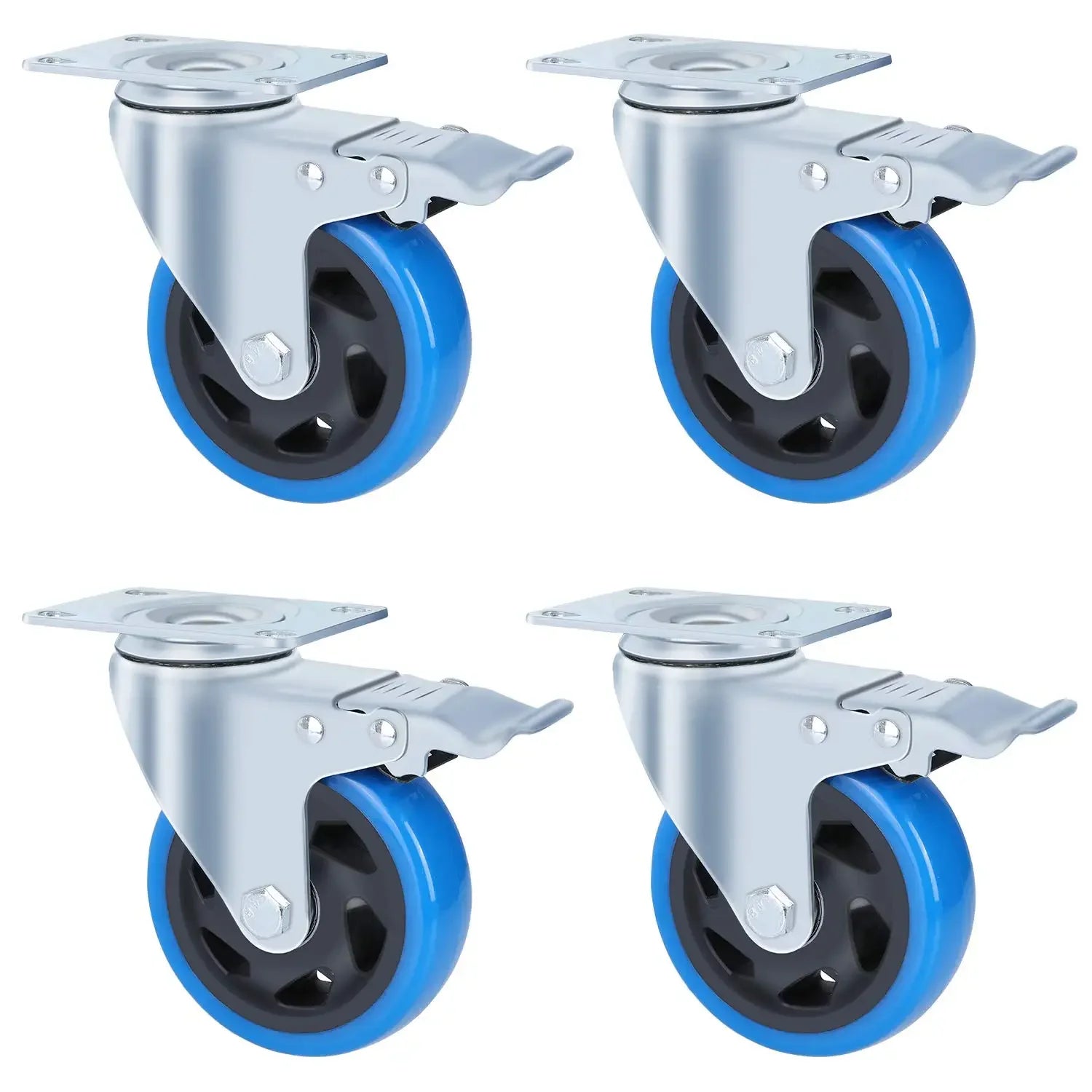 Zwenkwielen – Zwenkwiel Set – Meubelwielen – Transportwielen – Remwielen – 100mm Diameter – Draagvermogen 150kg - QUORE