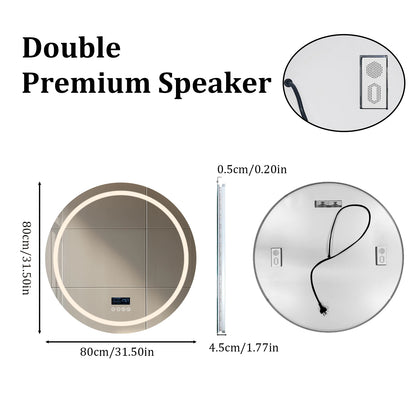 LED Badkamerspiegel – Slimme Spiegel – Anti-Condens Spiegel – Bluetooth Spiegel – Touchbediening – 6000 Lumen – Aluminium Ontwerp - Rond