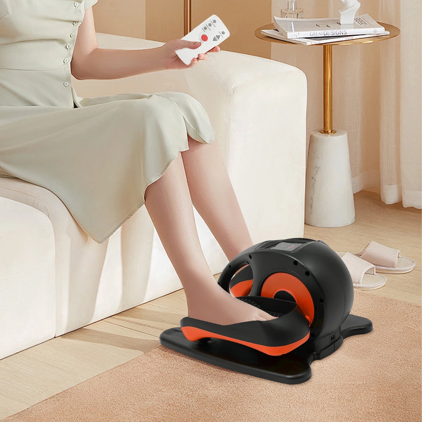 Elliptische Trainer Elektrisch – Crosstrainer – Hometrainer – Revalidatietrainer – Fitnessapparaat – Oranje Zwart – 5 Snelheden – Stil Motor Met LCD Display